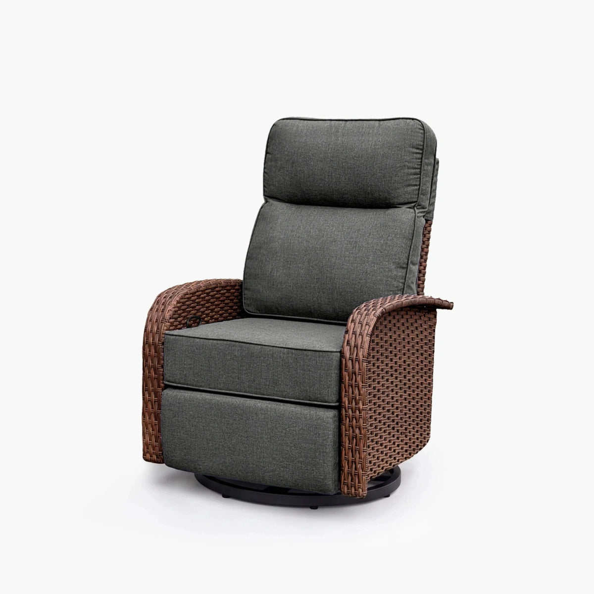 Dark Grey Resort-Grade 3-in-1 Patio Wicker Swivel Glider Recliner