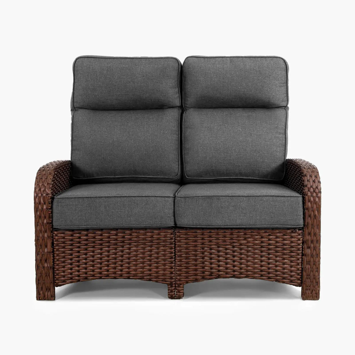2 Seater Dark Grey Loveseat Patio Wicker Sofa