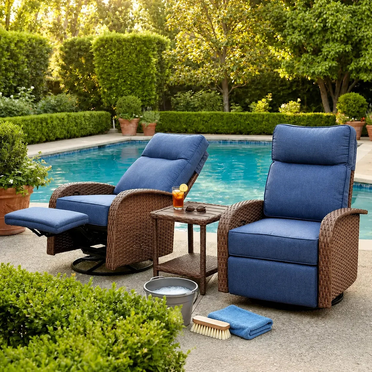 how to clean outdoor wicker recliner