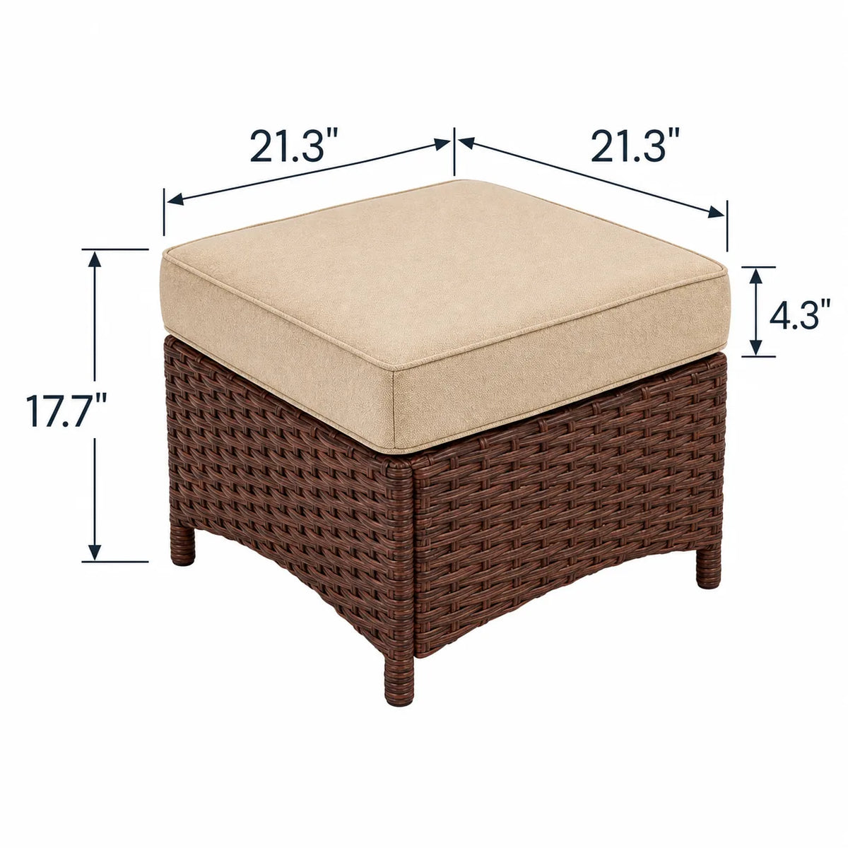 2PC Beige Patio Wicker Ottoman