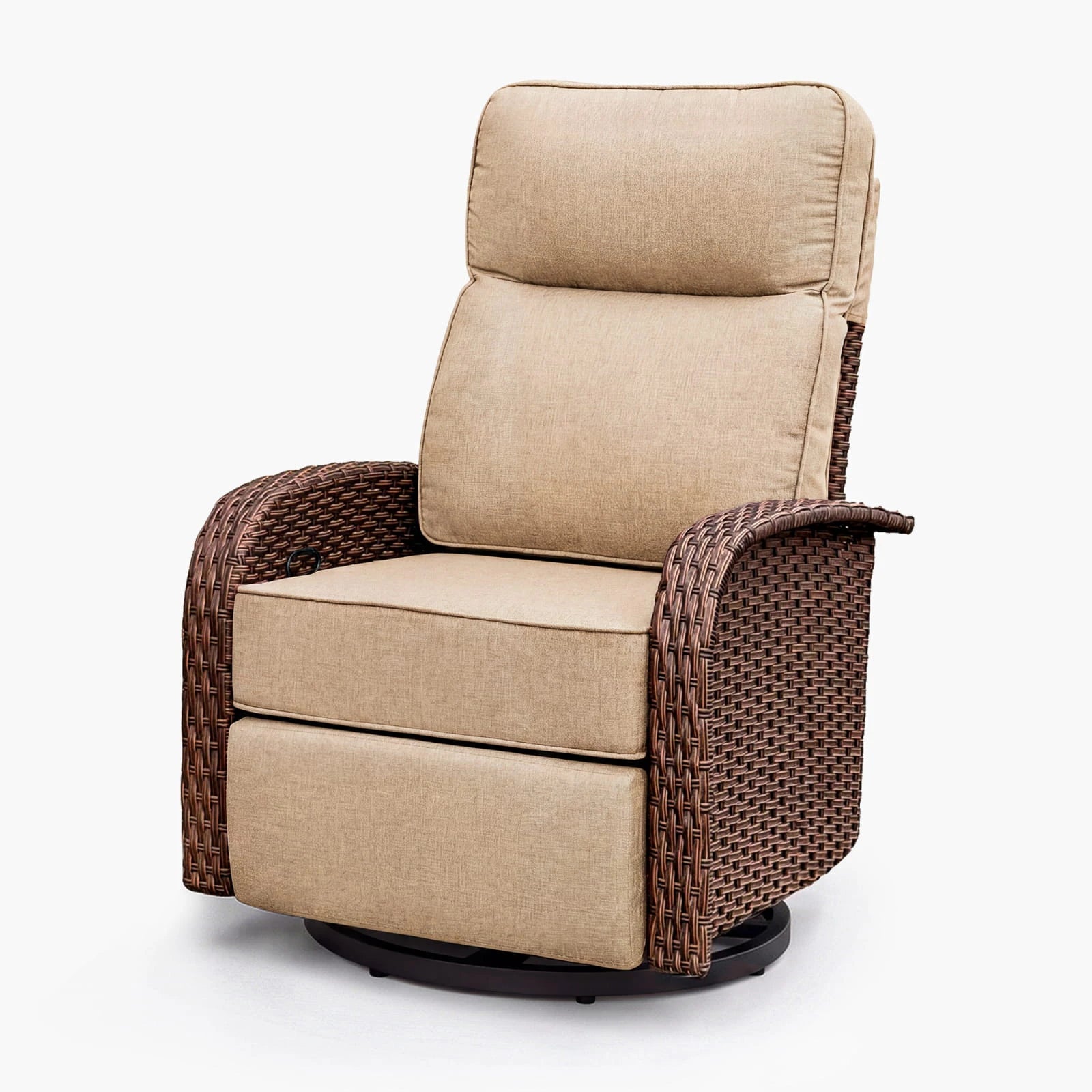 Velscape Beige 3-in-1 Patio Wicker Swivel Glider Recliner,