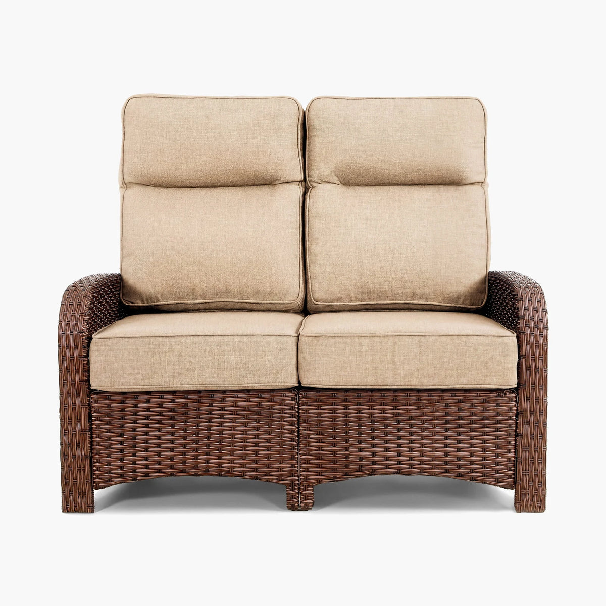 2 Seater Beige Loveseat Patio Wicker Sofa