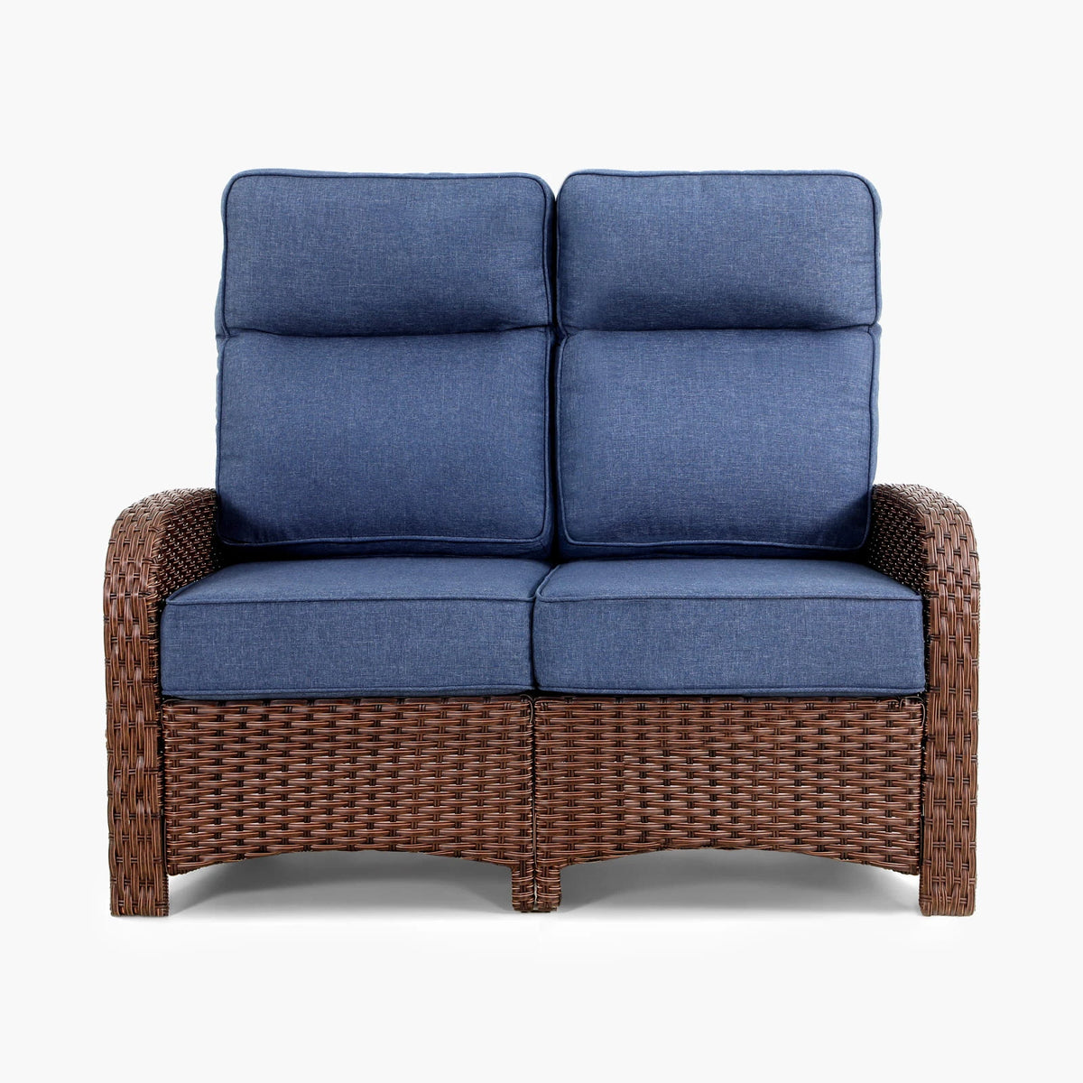 2 Seater Blue Loveseat Patio Wicker Sofa