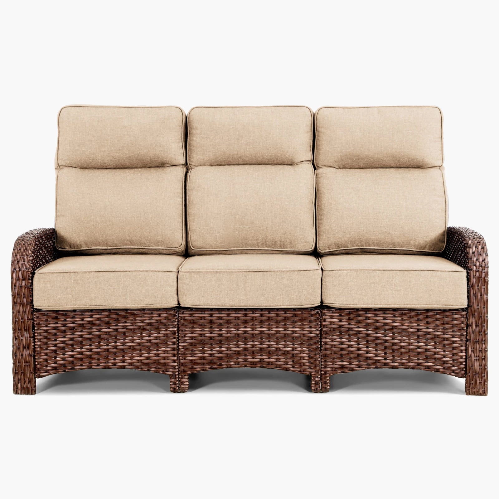 Velscape Beige 3 Seater Patio Wicker Sofa