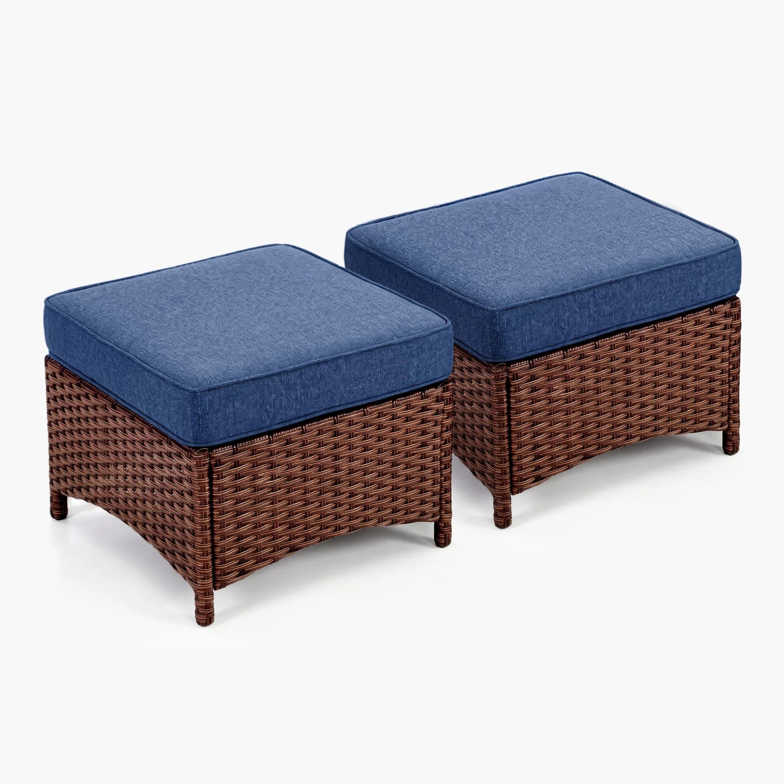 Velscape Beige 2PC Patio Wicker Ottoman